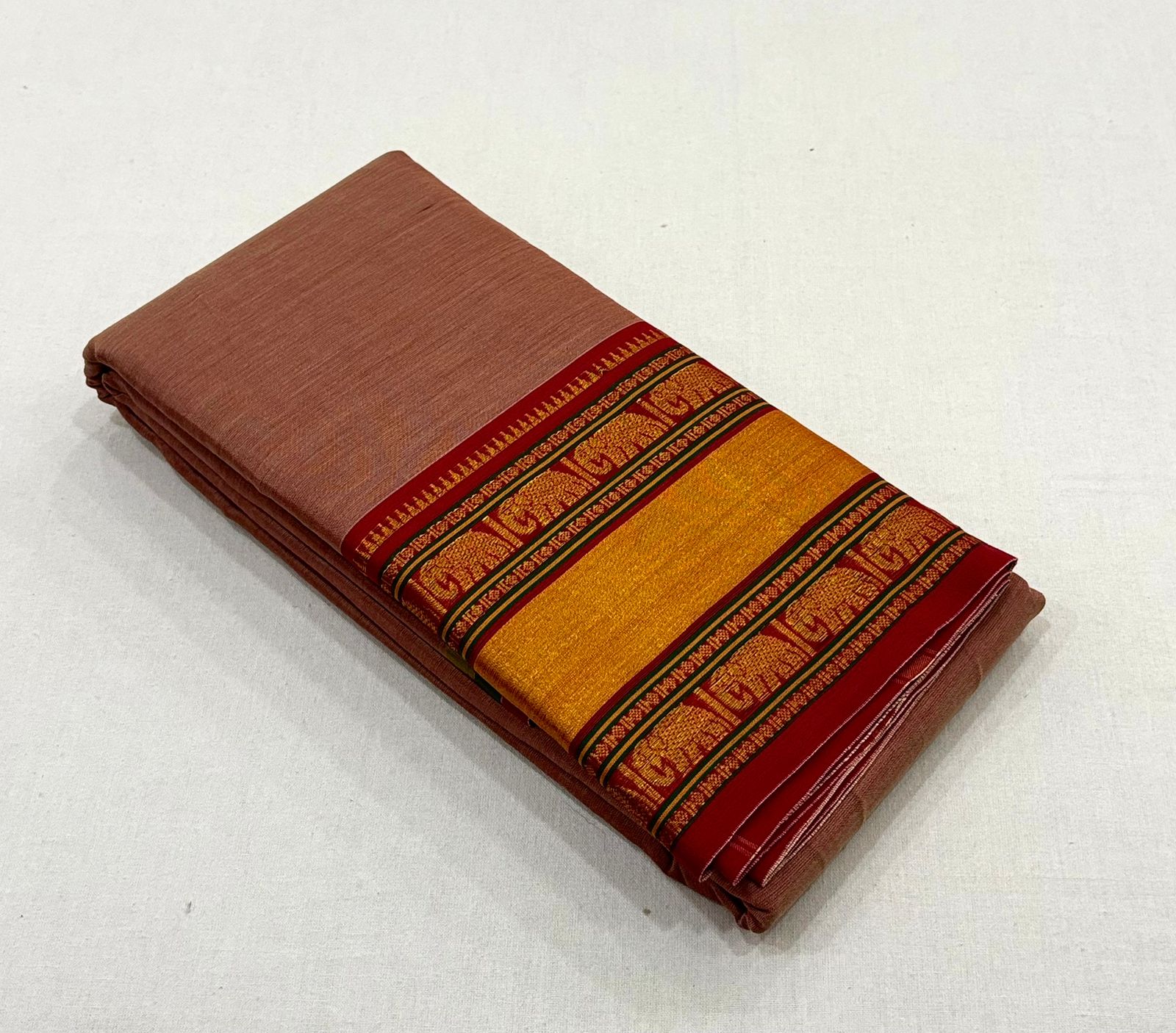 Jari Woven Elephant Border Pure Cotton Saree